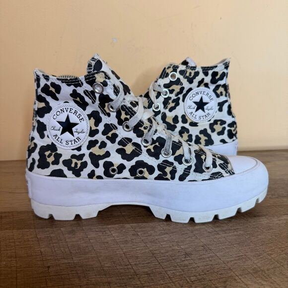 Converse CTAS Lugged Platform High Top Sneakers Women’s 7 leopard shoes - Picture 3 of 8
